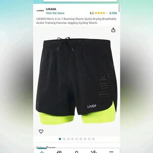 Lixada 2-1 quick dry running shorts size large